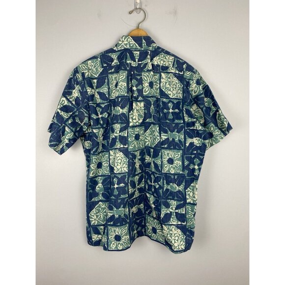 Reyn Spooner Alfred Shaheen Hawaiian Shirt Men Size Large L Floral Blue Collared - Picture 2 of 11